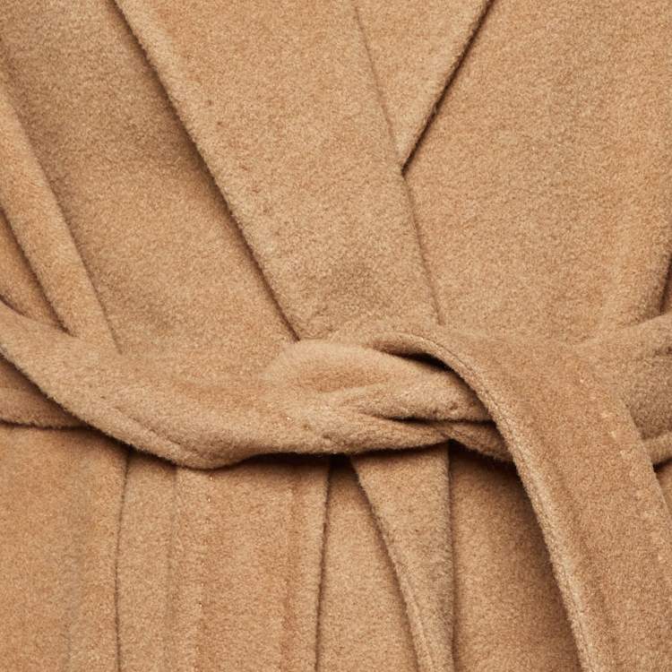 Pre Owned Max Mara Brown Camel Wool Belted Long Coat M