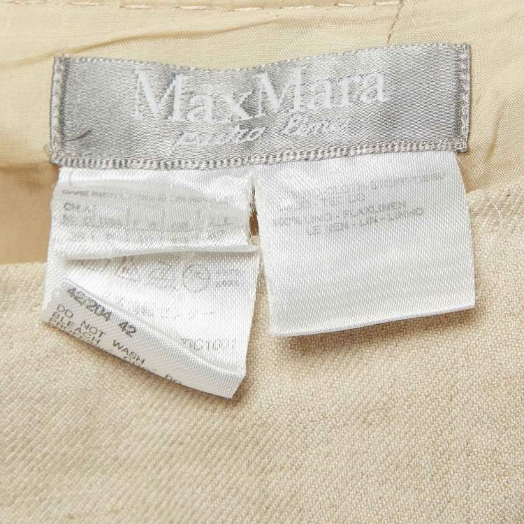 Pre Owned Max Mara Beige Linen Midi Skirt M
