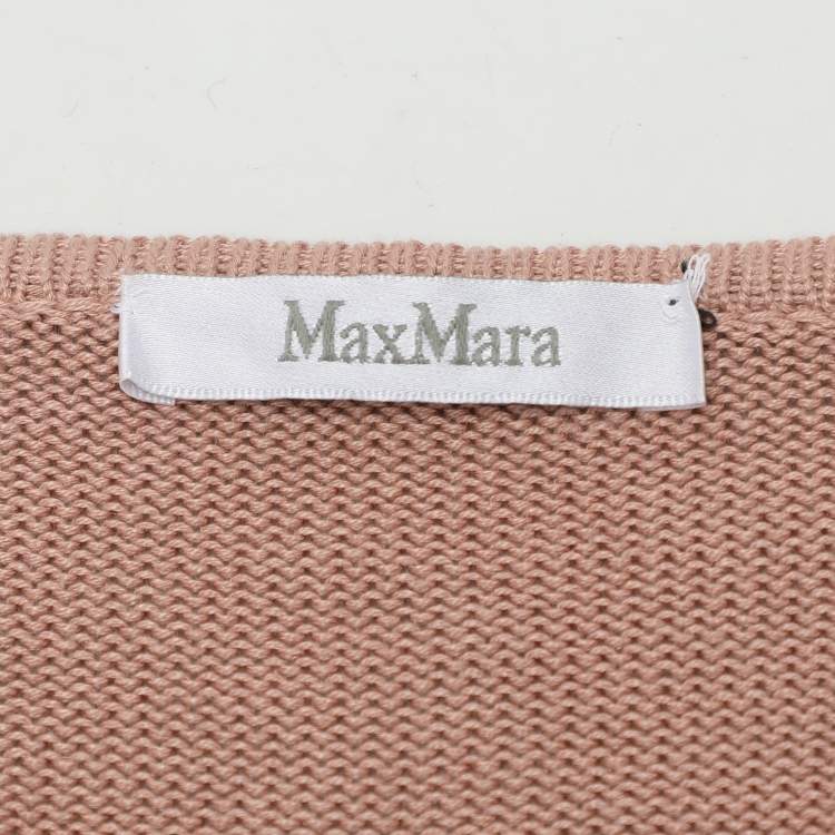 Pre Owned Max Mara Beige Silk Knit Sleeveless Crop Top M