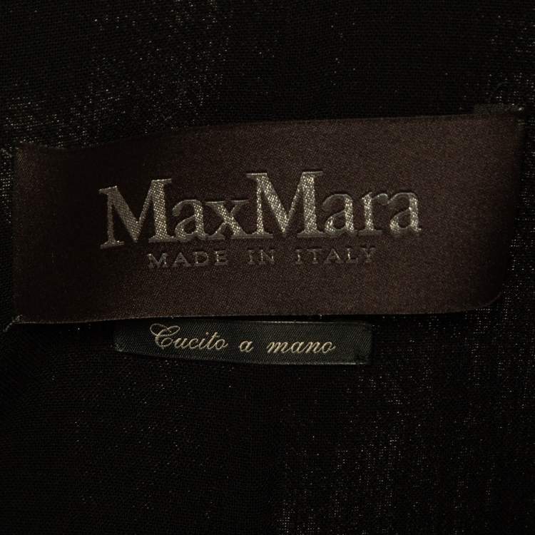 Pre Owned Max Mara Black Wool Front Open Ribbon Work Cropped Jacket S