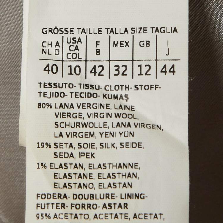 Pre Owned Max Mara Grey Wool Single Breasted Blazer M