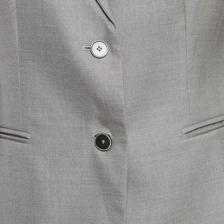 Pre Owned Max Mara Grey Wool Single Breasted Blazer M