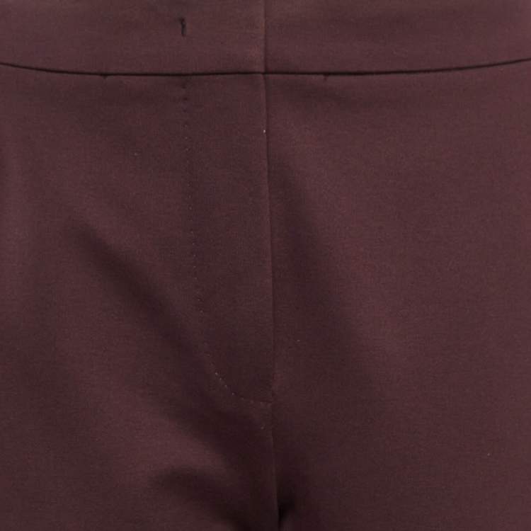 Pre Owned Max Mara Burgundy Jersey Formal Trousers S