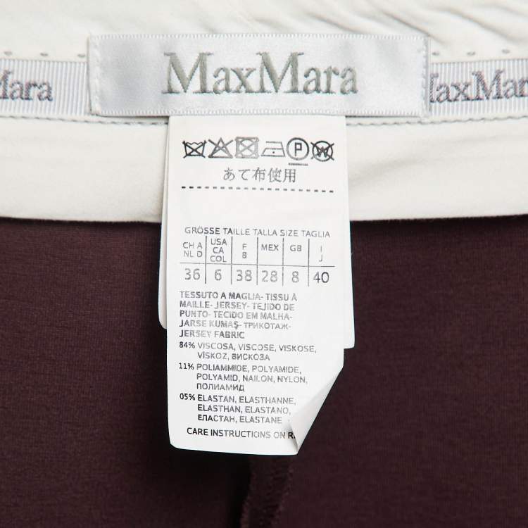 Pre Owned Max Mara Burgundy Jersey Formal Trousers S