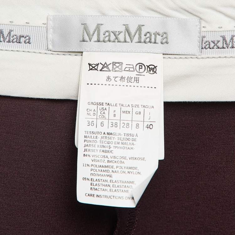 Pre Owned Max Mara Burgundy Jersey Formal Trousers S