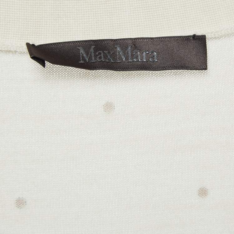 Pre Owned Max Mara Off White Embellished Knit Open Front Cardigan M