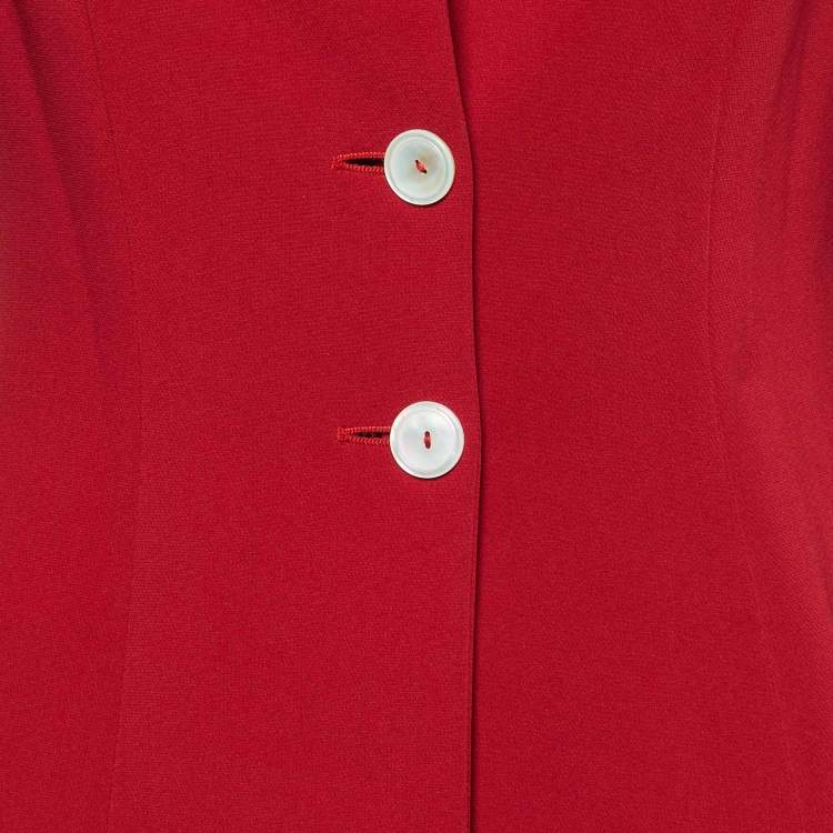 Pre Owned Max Mara Red Crepe Tailored Pant Suit S