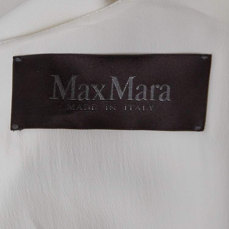 Pre Owned Max Mara White Crepe Ruffled Hem Sleeveless Tunic Top L