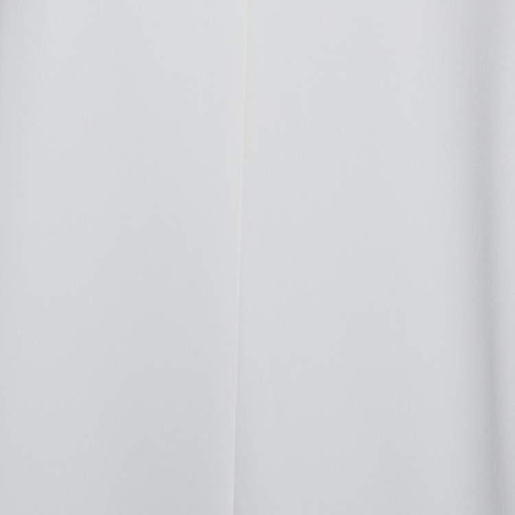 Pre Owned Max Mara White Crepe Ruffled Hem Sleeveless Tunic Top L