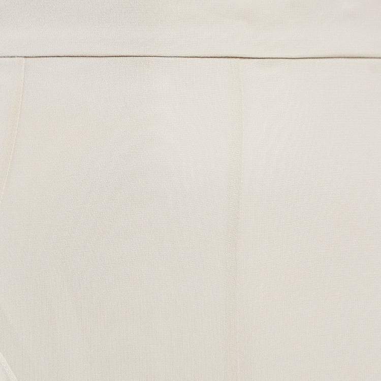 Pre Owned Max Mara Grey Silk Ruffled Maxi Skirt L