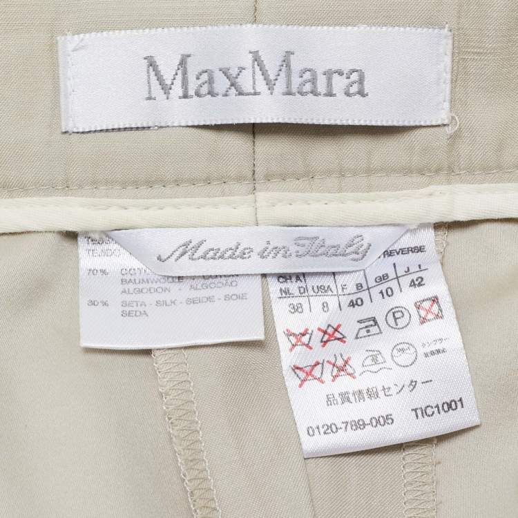 Pre Owned Max Mara Beige Cotton Blend Trousers M