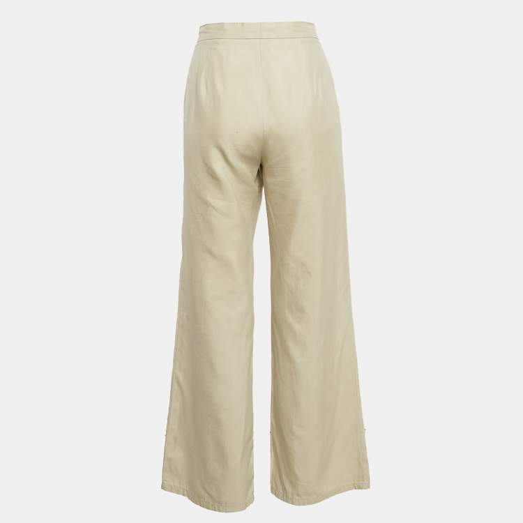 Pre Owned Max Mara Beige Cotton Blend Trousers M