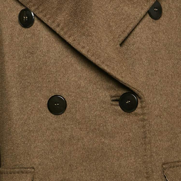 Pre Owned Max Mara Khaki Green Cashmere Double Breasted Coat S