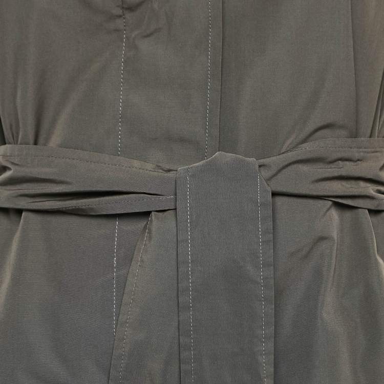 Pre Owned Max Mara Olive Green Cotton Blend Hooded The Cube Long Coat XS