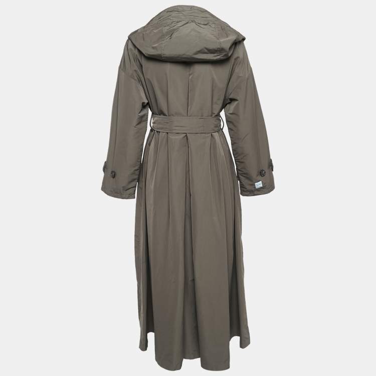 Pre Owned Max Mara Olive Green Cotton Blend Hooded The Cube Long Coat XS