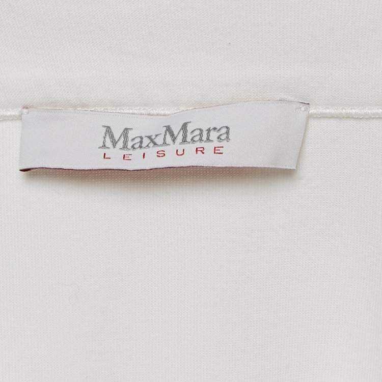 Pre Owned Max Mara White Cotton Zip Detail Crew Neck Sweatshirt M