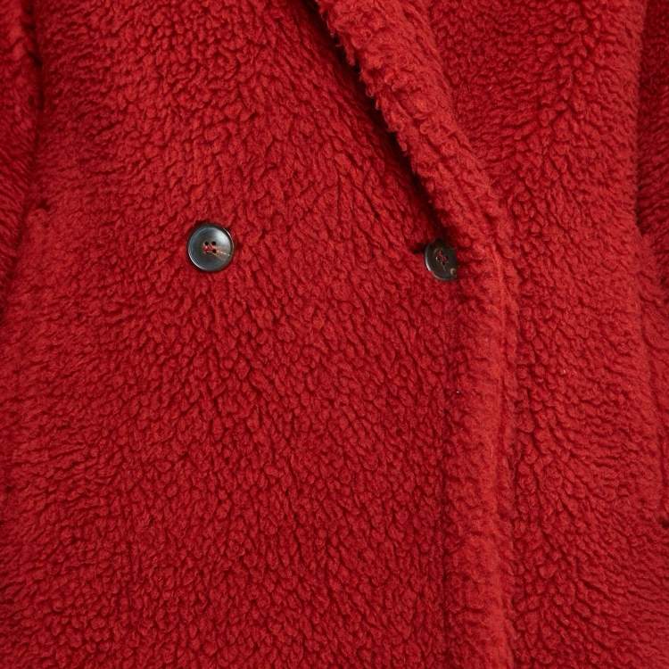 Pre Owned Max Mara Red Teddy Bear Double Breasted Coat M