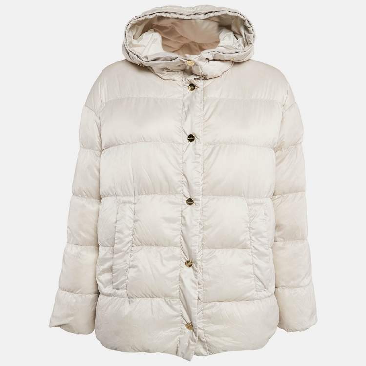 Pre Owned Max Mara The Cube Cream Polyamide Reversible Down Jacket S