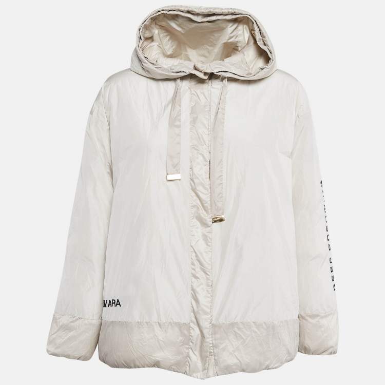 Pre Owned Max Mara The Cube Cream Polyamide Reversible Down Jacket S