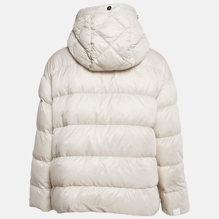 Pre Owned Max Mara The Cube Cream Polyamide Reversible Down Jacket S