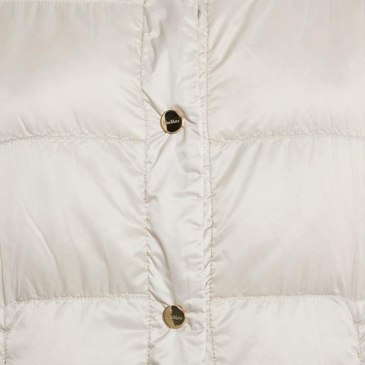 Pre Owned Max Mara The Cube Cream Polyamide Reversible Down Jacket S