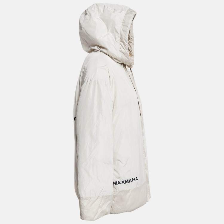 Pre Owned Max Mara The Cube Cream Polyamide Reversible Down Jacket S