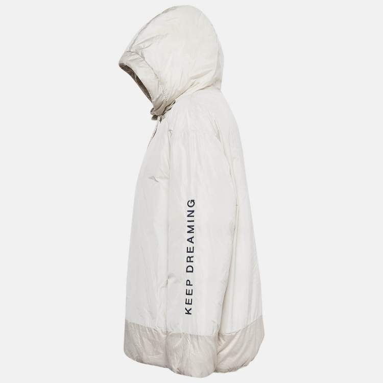 Pre Owned Max Mara The Cube Cream Polyamide Reversible Down Jacket S