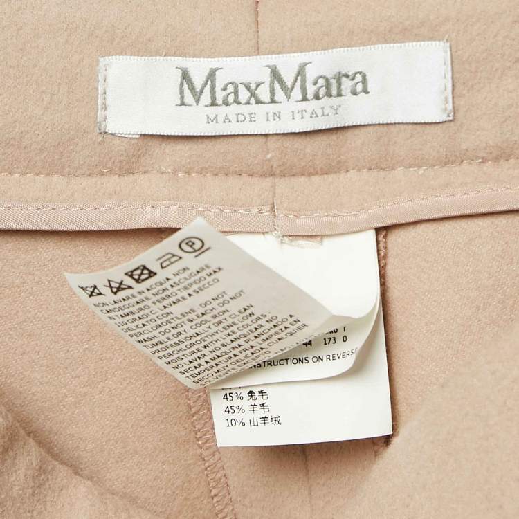 Pre Owned Max Mara Beige Felt Straight Leg Trousers M