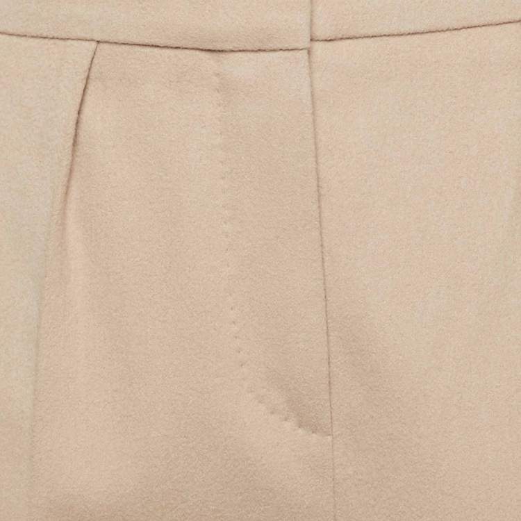 Pre Owned Max Mara Beige Felt Straight Leg Trousers M
