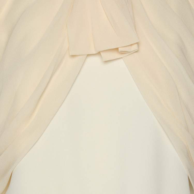 Pre Owned Max Mara Cream/Black Fabric Short Sleeve Belted Jumpsuit M