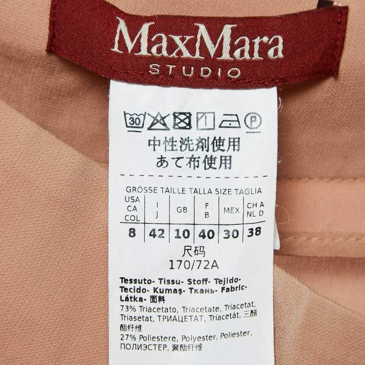 Pre Owned Max Mara Studio Light Brown Crepe Palazzo Pants M