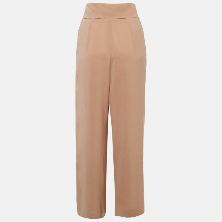 Pre Owned Max Mara Studio Light Brown Crepe Palazzo Pants M
