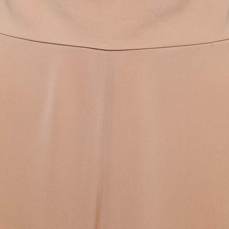 Pre Owned Max Mara Studio Light Brown Crepe Palazzo Pants M