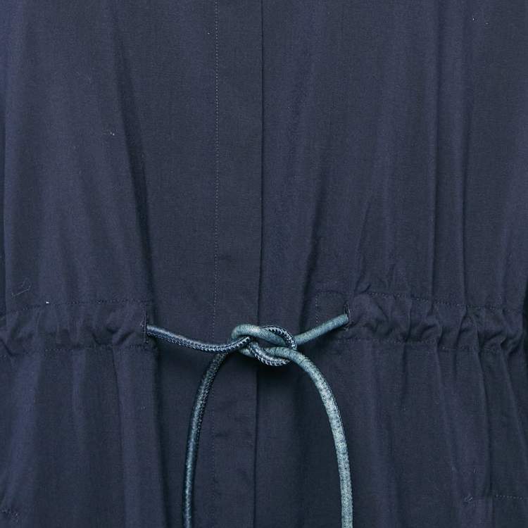 Pre Owned Max Mara Navy Blue Cotton Button Front Midi Dress L