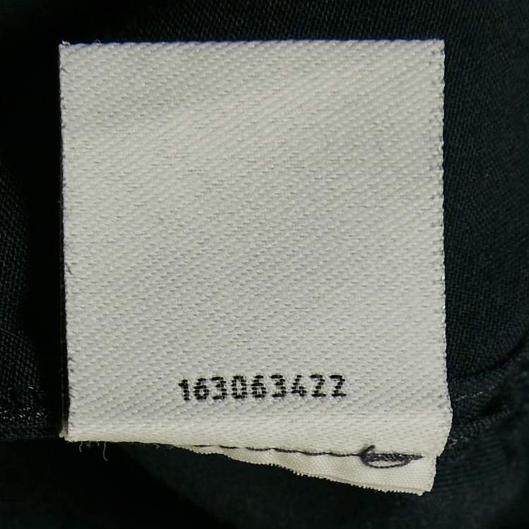 Pre Owned Max Mara Navy Blue Cotton Button Front Midi Dress L