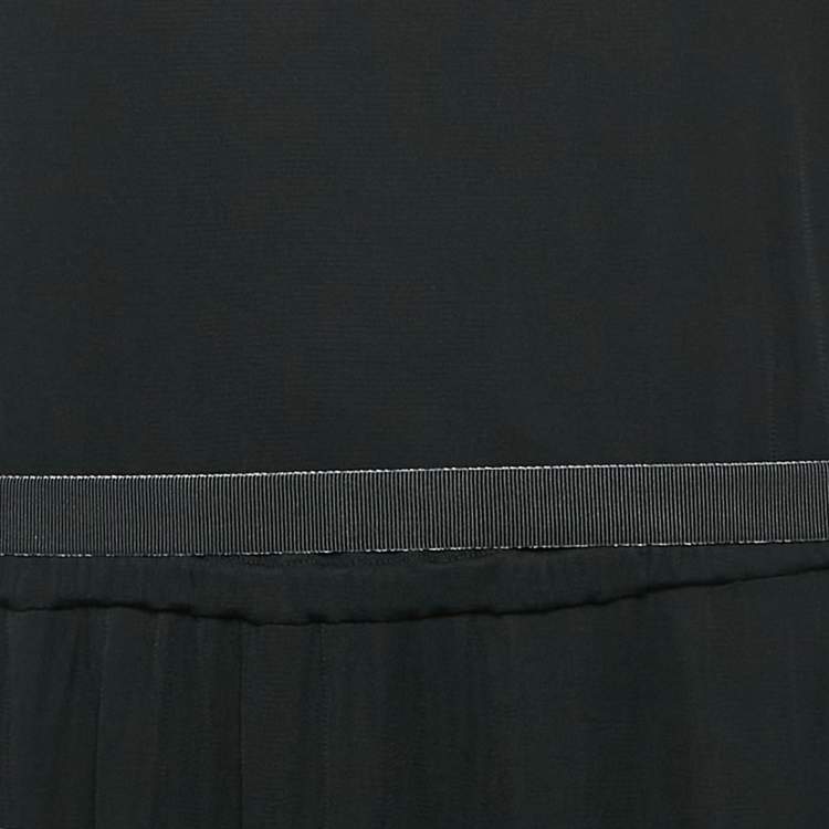 Pre Owned Max Mara Black Jersey Belted Midi Dress L