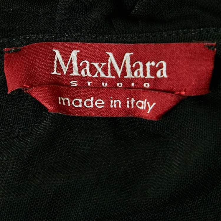 Pre Owned Max Mara Black Jersey Belted Midi Dress L