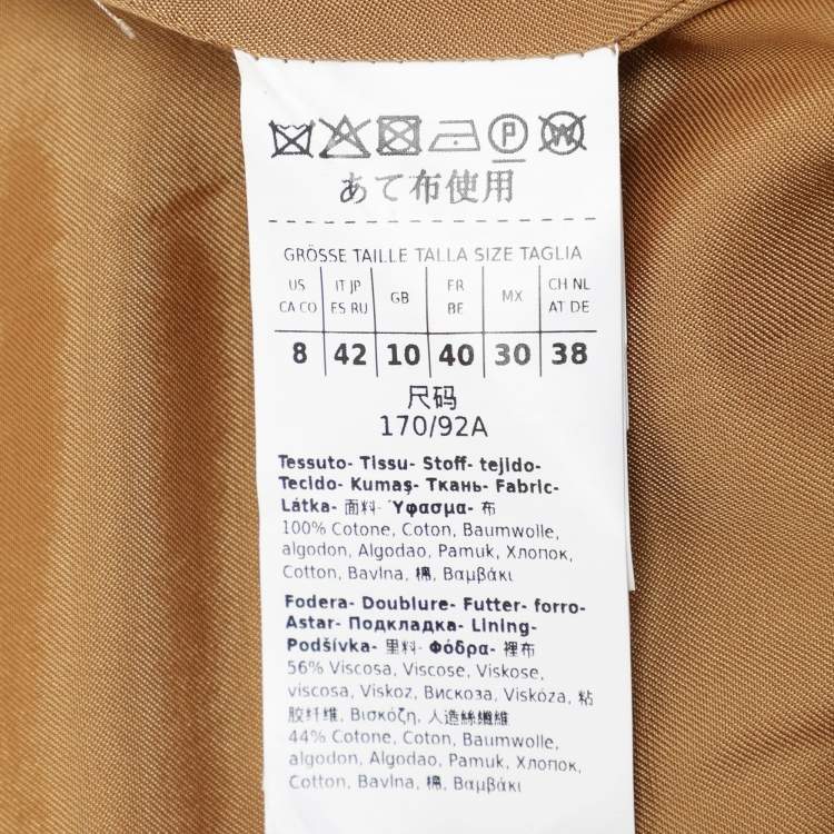 Pre Owned Max Mara Brown Cotton Front Zip Half Sleeve Jacket M