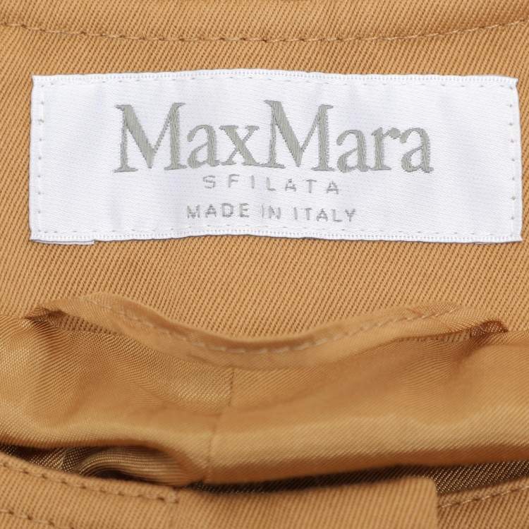 Pre Owned Max Mara Brown Cotton Front Zip Half Sleeve Jacket M