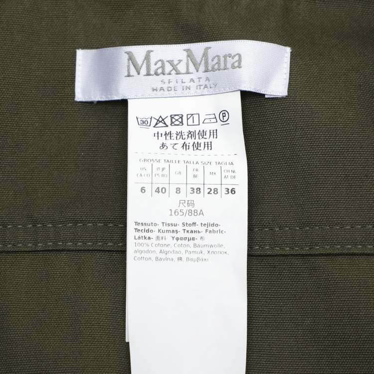 Pre Owned Max Mara Green Cotton Mela Half Sleeve Shirt S