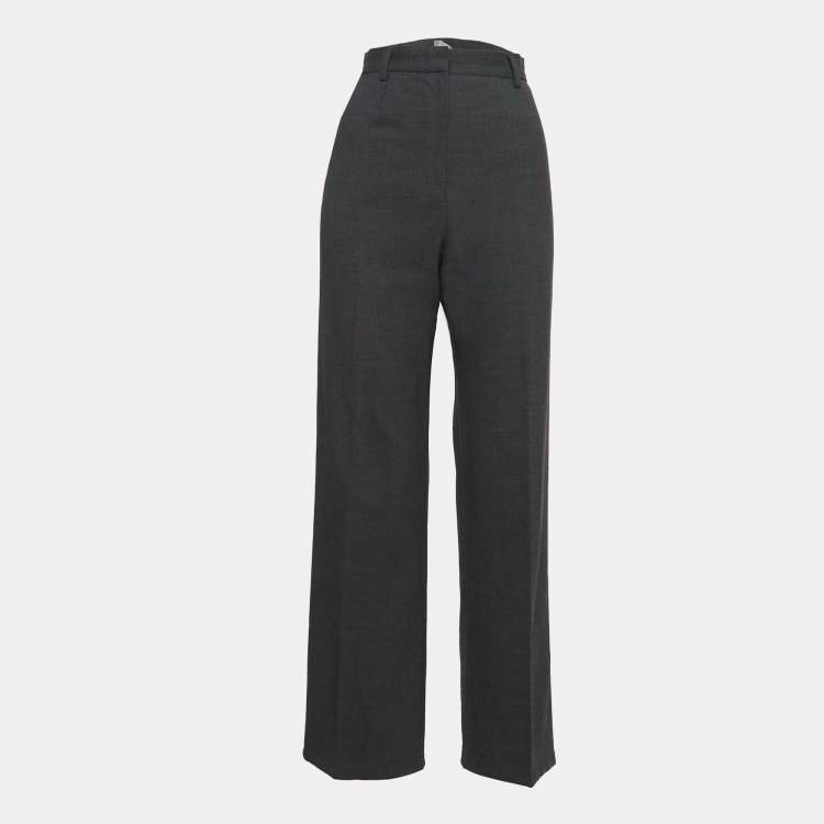 Pre Owned Max Mara Charcoal Grey Wool Formal Pants M