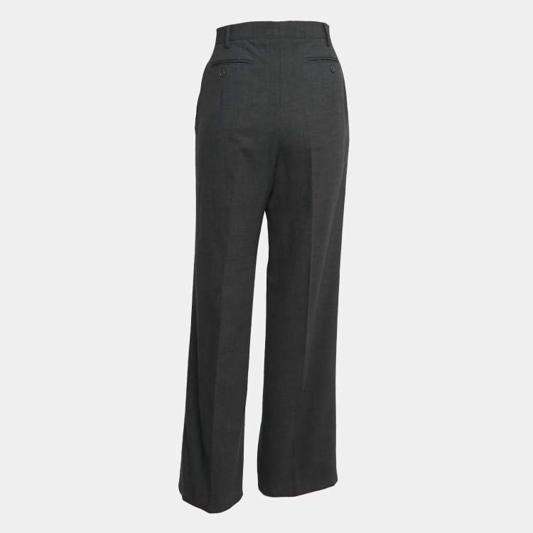 Pre Owned Max Mara Charcoal Grey Wool Formal Pants M