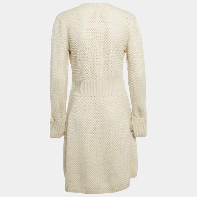 Pre Owned Max Mara Beige Pure Cashmere Knit Long Cardigan L