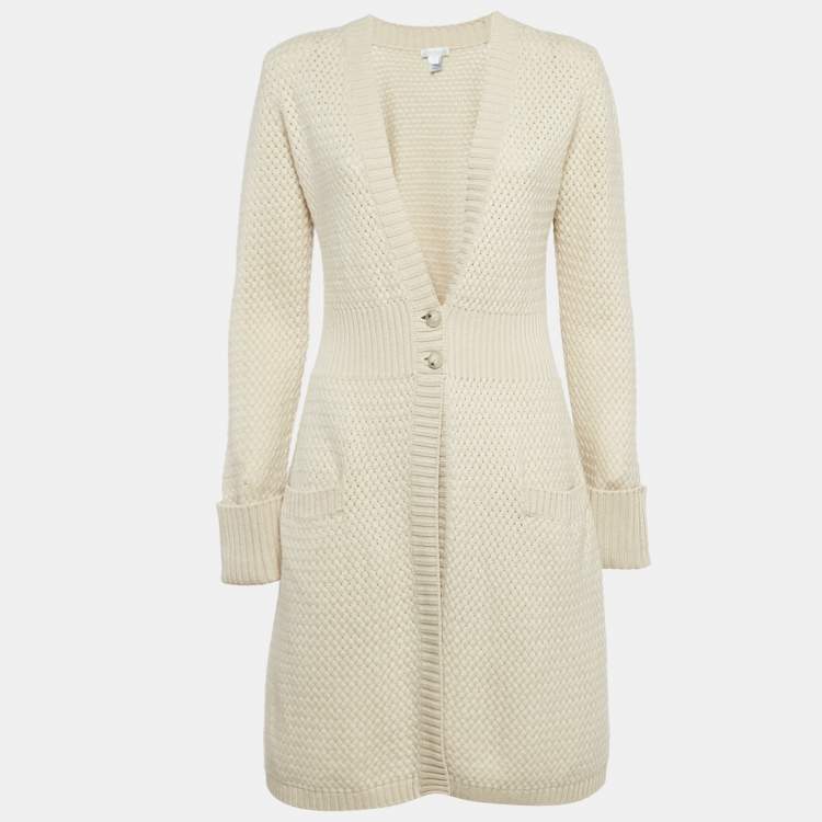Pre Owned Max Mara Beige Pure Cashmere Knit Long Cardigan L