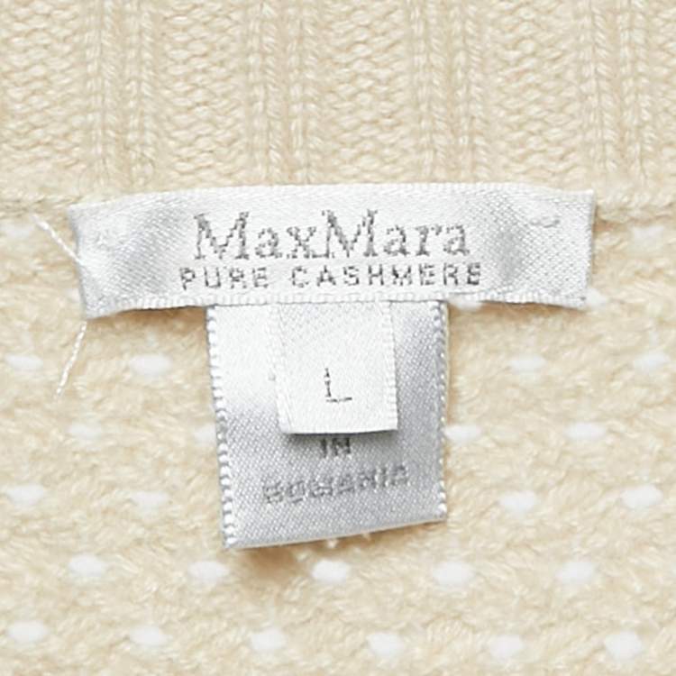 Pre Owned Max Mara Beige Pure Cashmere Knit Long Cardigan L