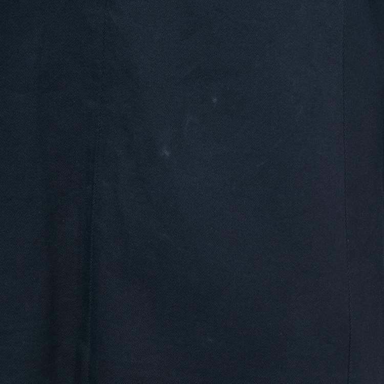 Pre Owned Max Mara Navy Blue Gabardine Cotton Tailored Pants Suit M