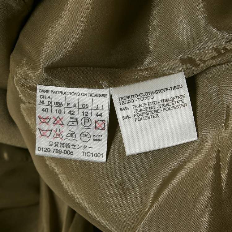 Pre Owned Max Mara Olive Green Crepe Skirt Suit M