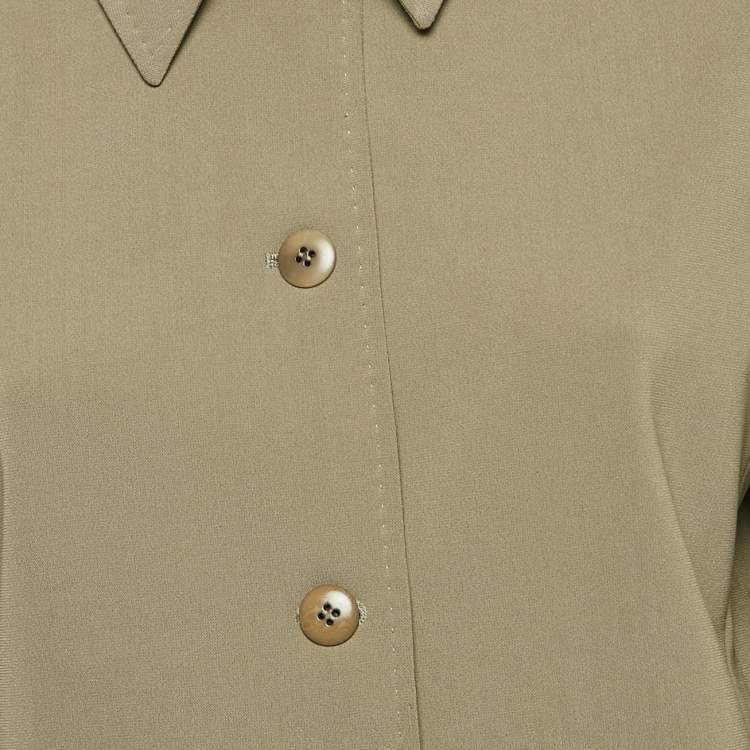 Pre Owned Max Mara Olive Green Crepe Skirt Suit M