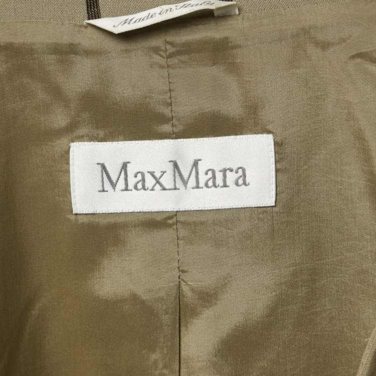 Pre Owned Max Mara Olive Green Crepe Skirt Suit M