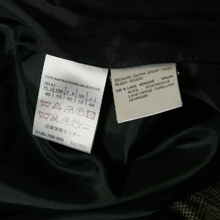Pre Owned Max Mara Grey Plaid Wool Single Breasted Pants Suit M